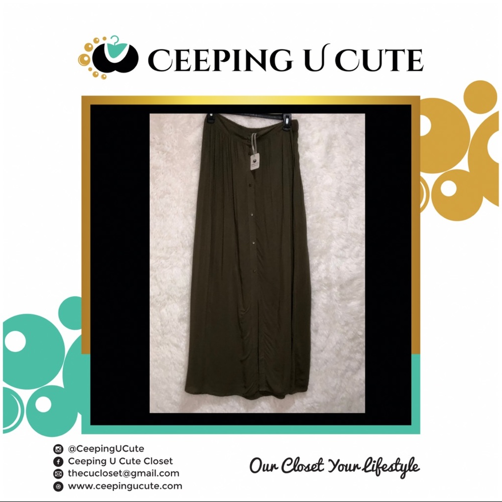 Olive Green Long Skirt